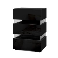 Artiss LUMI Black LED Bedside Table - Modern 3-Drawer Design with Customisable Lighting and Ample Storage