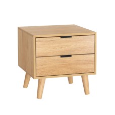 Artiss Bedside Table 2 Drawers, Pine Wood, 50x40x50cm, Scandinavian Design, Anti-Slip, Ample Storage, Easy Assembly