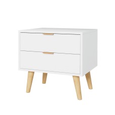 Artiss Bedside Table with 2 Drawers, White, Pine Legs, 50x40x50cm - Durable, Stylish, Easy Assembly, 1-Year Warranty