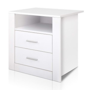 Artiss TARA White Bedside Table - 2 Drawers & Shelf, Modern Design, Ample Storage, Easy Assembly, Anti-Scratch Finish