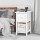 Artiss Claire Bedside Table Set of 2, 1 Drawer with Wicker Basket, Rustic White, Paulownia Wood, 25x30x45cm