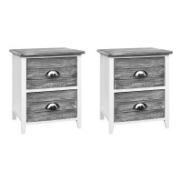 Artiss Sage Bedside Table Set of 2 - 18mm Paulownia Wood & MDF, Vintage Grey, 38x28x45.5cm, Smooth Drawers