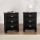 Artiss 2x Bedside Table 3 Drawers Vintage Black, Solid Paulownia Wood, 45x30x62.5cm, Fully Assembled, Retro