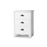 Artiss Vintage Bedside Table 3 Drawers - White, Paulownia Wood, 45x30x62.5cm, Metal Handles, No Assembly Needed