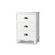 Artiss Vintage Bedside Table 3 Drawers - White, Paulownia Wood, 45x30x62.5cm, Metal Handles, No Assembly Needed Artiss Vintage Bedside Table 3 Drawers - White, Paulownia Wood, 45x30x62.5cm, Metal Handles, No Assembly Needed