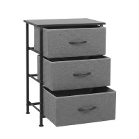 Artiss Grey 3-Drawer Storage Dresser – MDF Tabletop, Metal Frame, 47x30x73cm, Adjustable Feet, Easy Assembly