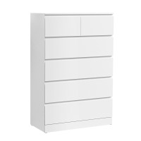 Artiss Chest of Drawers, 6-Drawer, High-Density Particle Board, White, 80x40x121cm, Contemporary Design, Durable Storage