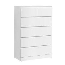 Artiss Chest of Drawers, 6-Drawer, High-Density Particle Board, White, 80x40x121cm, Contemporary Design, Durable Storage Artiss Chest of Drawers, 6-Drawer, High-Density Particle Board, White, 80x40x121cm, Contemporary Design, Durable Storage