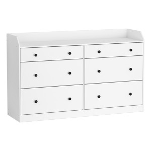 Artiss Chest of Drawers, Particle Board, 6-Drawer, White, 138x40x84cm - Durable, Contemporary Storage Solution