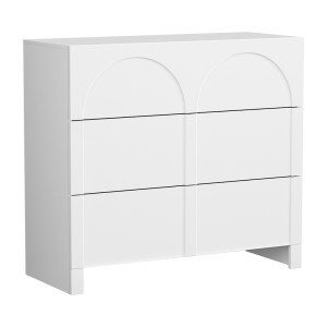 Artiss 3 Chest of Drawers Lowboy White Dresser - 15mm MDF, 100x40x90cm, Push-to-Open, Scratch-Resistant Finish