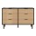 Artiss 6-Drawer Dresser Table Black & Pine, Fluted Doors, Metal Handles, 120x40x80cm, Scratch-Resistant Finish, Anti-Tip