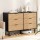 Artiss 6-Drawer Dresser Table Black & Pine, Fluted Doors, Metal Handles, 120x40x80cm, Scratch-Resistant Finish, Anti-Tip