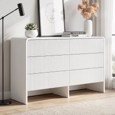 Artiss 6 Chest of Drawers Dresser Cabinet White 120cm MDF Fluted Front Push-to-Open Storage, Anti-Tip, Scratch-Resistant