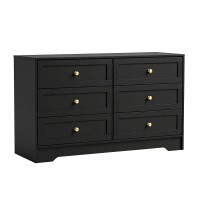 Artiss LEIF 6 Chest of Drawers Tallboy Cabinet Black, Contemporary Storage, 120x40x71.5cm, Metal Handles