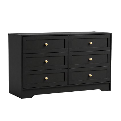 Artiss LEIF 6 Chest of Drawers Tallboy Cabinet Black, Contemporary Storage, 120x40x71.5cm, Metal Handles