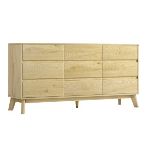 Artiss XAVI 9-Drawer Tallboy Chest - Pine, Contemporary Design, Durable Particle Board, 150x40x75cm, Smooth Glide