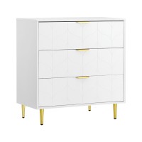 Artiss 3-Drawer Lowboy Cabinet, White, 80x45x85cm, Carved Design, Metal Handles, Smooth Runners, Easy Assembly