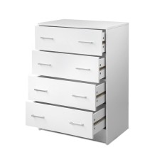 Artiss 4-Drawer Tallboy, Particle Board, White, 64x40x89cm - Contemporary Storage Chest with Smooth Metal Runners