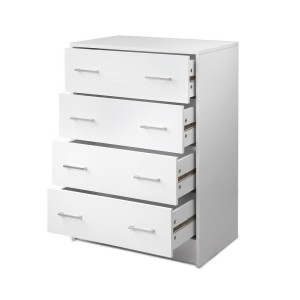 Artiss 4-Drawer Tallboy, Particle Board, White, 64x40x89cm - Contemporary Storage Chest with Smooth Metal Runners