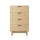 Artiss BRIONY Rattan 4-Drawer Tallboy Pine - Stylish Bohemian Storage Solution with Solid Wood Legs, Easy Assembly