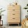 Artiss BRIONY Rattan 4-Drawer Tallboy Pine - Stylish Bohemian Storage Solution with Solid Wood Legs, Easy Assembly