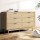 Artiss 6 Chest of Drawers BRIONY Oak Rattan Lowboy, Real Rattan, Solid Wood Legs, 120cm, Coastal Boho Bedroom Storage