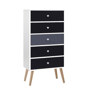 Artiss 5-Drawer Tallboy, Particle Board, 48x30x99cm, Grey & White, Scandinavian-Inspired, Easy Assembly, Ample Storage