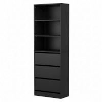 Artiss Tallboy Dresser - Black 3-Drawer & 3-Shelf Cabinet, Handle-Free Design, 50.5x40.5x160cm, High Capacity