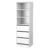 Artiss White 3 Chest of Drawers Tallboy Cabinet - Modern Handle-Free Design, Adjustable Shelves, High Weight Capacity