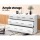 Artiss 6-Drawer Lowboy, Particle Board, White, 110.5x42x69cm - Stylish Storage Solution with Melamine Finish
