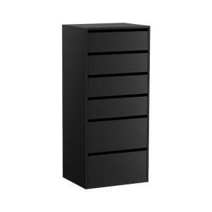 Artiss 6-Drawer Tallboy Dresser in Black - Sleek Handle-Free Design, 113cm High, Sturdy Particle Board, Easy Assembly