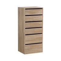Artiss 6-Drawer Tallboy Chest Dresser, Pine, 113cm - Modern Handle-Free Design, Sturdy Particle Board, Smooth Runners