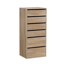 Artiss 6-Drawer Tallboy Chest Dresser, Pine, 113cm - Modern Handle-Free Design, Sturdy Particle Board, Smooth Runners