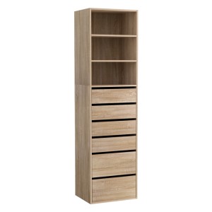 Artiss 6-Drawer Tallboy Chest, Pine Finish - Handle-Free Design with Smooth Runners, 50.5x40x185cm, Easy Assembly