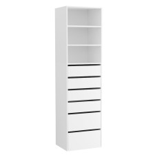 Artiss 6 Drawer Tallboy Cabinet White 185cm Modern Chest Handle-Free Particle Board Storage Bedroom Organiser