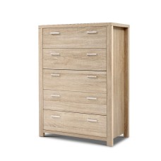 Artiss Chest of Drawers, 5-Drawer Tallboy, Particle Board, Oak, 80x40x111cm, MAXI Series, Contemporary Storage Solution Artiss Chest of Drawers, 5-Drawer Tallboy, Particle Board, Oak, 80x40x111cm, MAXI Series, Contemporary Storage Solution