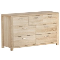 Artiss Chest of Drawers, Pine, 7 Drawers, Oak Finish, 120x39x71cm - Stylish Storage Solution, Contemporary Design