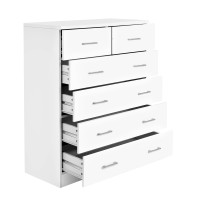Artiss 6-Drawer Tallboy, High Density Particle Board, White, 85x39.5x105cm - Contemporary Storage Solution