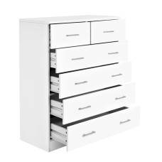 Artiss 6-Drawer Tallboy, High Density Particle Board, White, 85x39.5x105cm - Contemporary Storage Solution