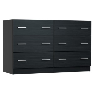Artiss Chest of Drawers, Particle Board, 6-Drawer, Black, 110x41x70cm, Stylish & Space-Saving, Easy Assembly