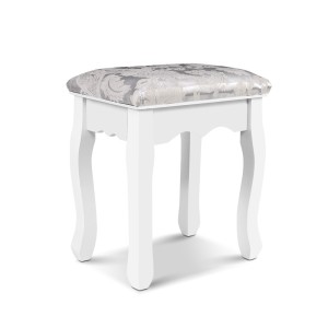 Artiss Dressing Table Stool, Linen Fabric, 37x27.5x45cm, White, French Provincial Style, Curved Cabriole Legs