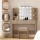 Artiss Hollywood-Style Dressing Table Set with LED Mirror, Foam-Padded Stool, MDF Wood, 2 Drawers, 108x40x135cm