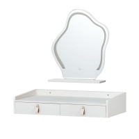 Artiss Dressing Table, Particle Board, 77x43x16cm, White, Floating Vanity with LED Mirror and Storage Drawers