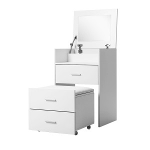 Artiss White 2-in-1 Dressing Table & Stool Set: Hidden Mirror, 3 Drawers, Eco-Friendly Materials, Space-Saving Design