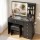 Artiss LED Dressing Table Vanity Desk Hollywood Mirror 5 Drawers Tempered Glass Black with Stool 100cm