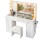 Artiss White Vanity Desk Set with LED Mirror, 11 Drawers, Tempered Glass, Charging Station, Foam-Padded Stool, 120cm