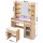 Artiss Dressing Table Vanity Desk Set with 10 LED Bulbs, RGB Light, USB Ports, Stool, Wood Finish, 90x40x142cm