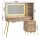 Artiss Wood LED Vanity Desk with Mirror, Charging Station, Drawers, and Shelves - 121x40x136cm