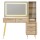 Artiss Wood LED Vanity Desk with Mirror, Charging Station, Drawers, and Shelves - 121x40x136cm