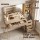 Artiss Wood LED Vanity Desk with Mirror, Charging Station, Drawers, and Shelves - 121x40x136cm